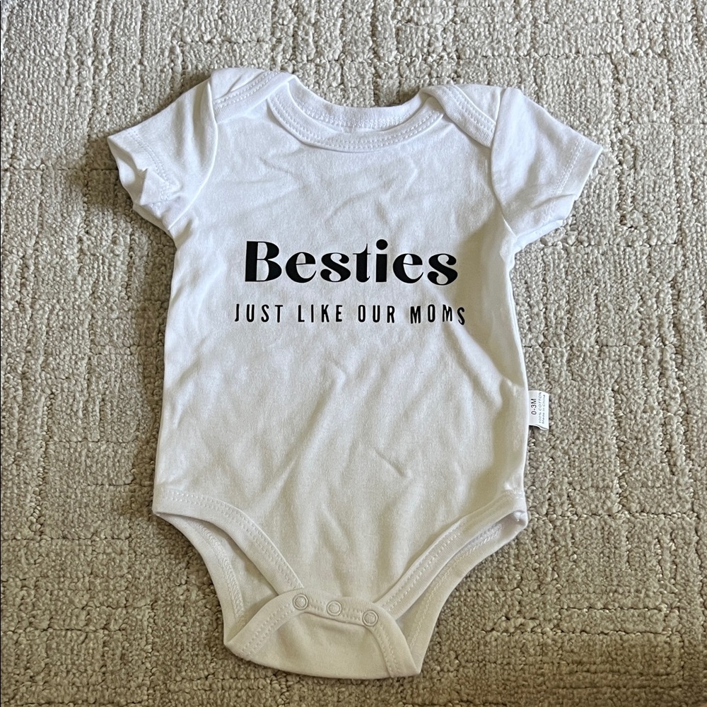 NEW White 'Besties Just Like Our Moms” onesie